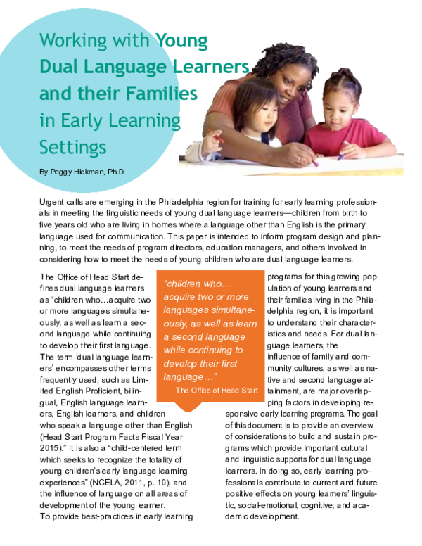 (PDF) Working with Young Dual Language Learners and their Families in ...
