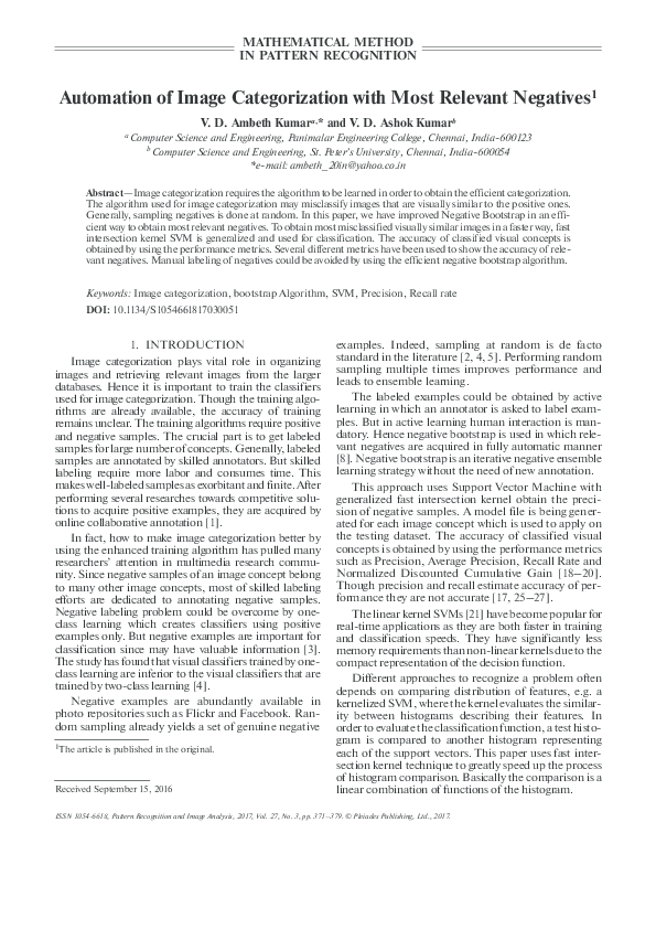 (PDF) Automation of Image Categorization with Most Relevant Negatives 1 Dr.V.D.Ambeth Kumar