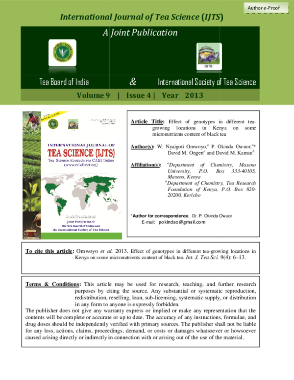 (PDF) A Joint Publication Tea Board of India Wesley Omwoyo Academia.edu