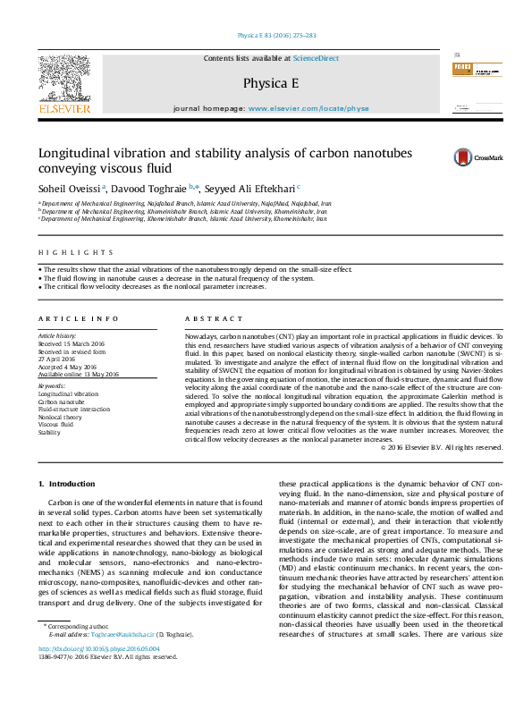 (PDF) Longitudinal vibration and stability analysis of carbon nanotubes ...
