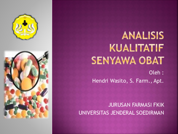 (PPT) Analisis kualitatif senyawa obat fix | Nawang Tri  