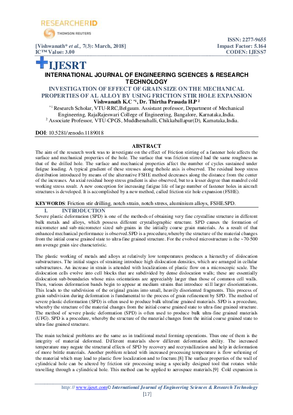 (PDF) INVESTIGATION OF EFFECT OF GRAIN SIZE ON THE MECHANICAL ...
