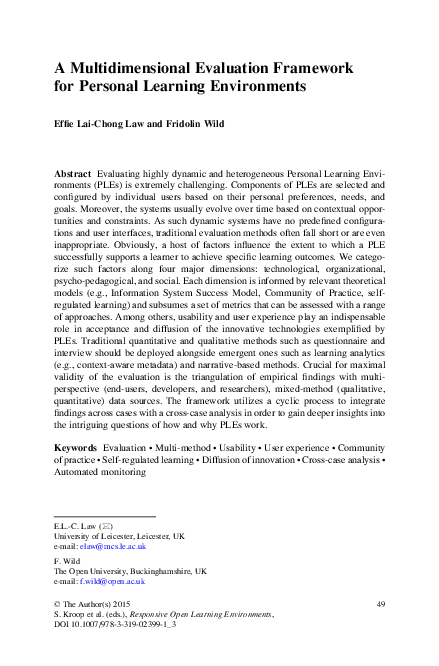 (PDF) A multidimensional evaluation framework for personal learning ...