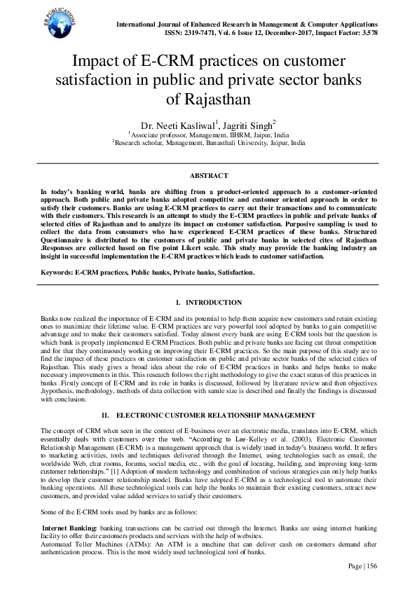 (PDF) Impact of E-CRM practices on customer satisfaction in public and ...