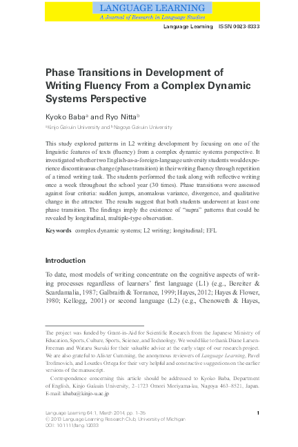 (PDF) Phase Transitions in Development of Writing Fluency From a ...
