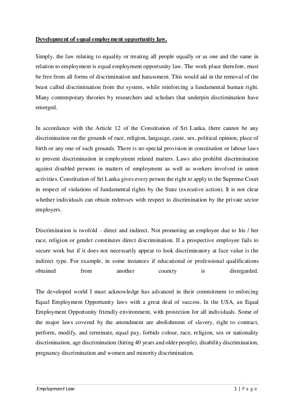 (DOC) Development of equal employment opportunity law