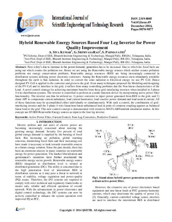 (PDF) Hybrid Renewable Energy Sources Based Four Leg Inverter for Power ...