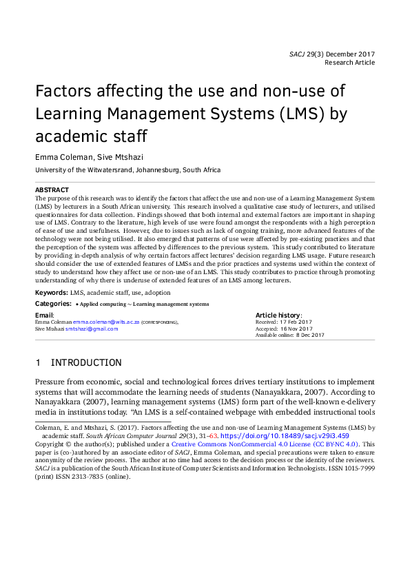 (PDF) Factors affecting the use and non-use of Learning Management ...