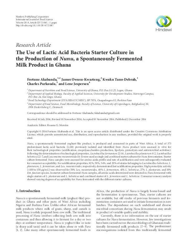 (PDF) The Use of Lactic Acid Bacteria Starter Culture in the Production
