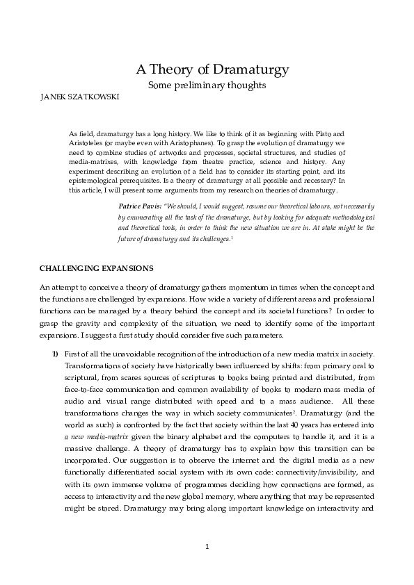 Dramaturgy examples picture