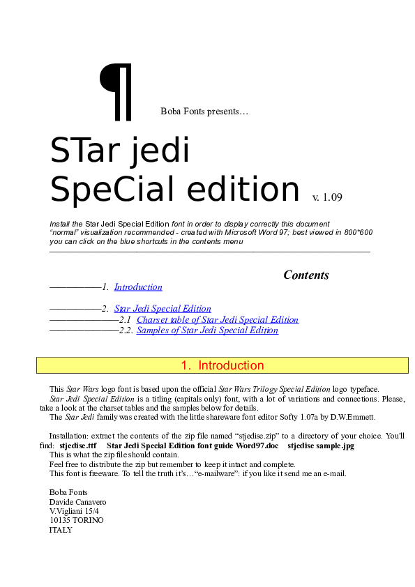 Doc Starjedi Special Edition Font Guide Word Maria Bezerra Academia Edu