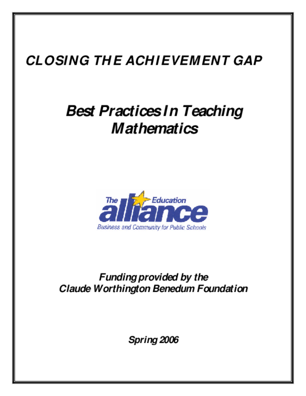 (PDF) CLOSING THE ACHIEVEMENT GAP Best Practices In Teaching ...