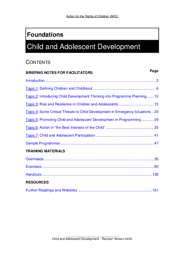 (PDF) Action for the Rights of Children (ARC) Child and Adolescent ...