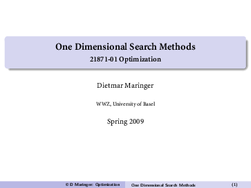 (PDF) One Dimensional Search Methods introduction
