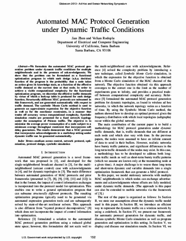(PDF) Automated MAC protocol generation under dynamic traffic conditions