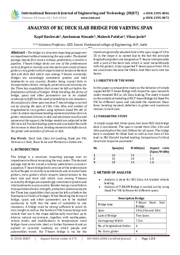 (PDF) ANALYSIS OF RC DECK SLAB BRIDGE FOR VARYING SPAN