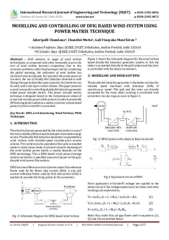 (PDF) MODELLING AND CONTROLLING OF DFIG BASED WIND SYSTEM USING POWER ...