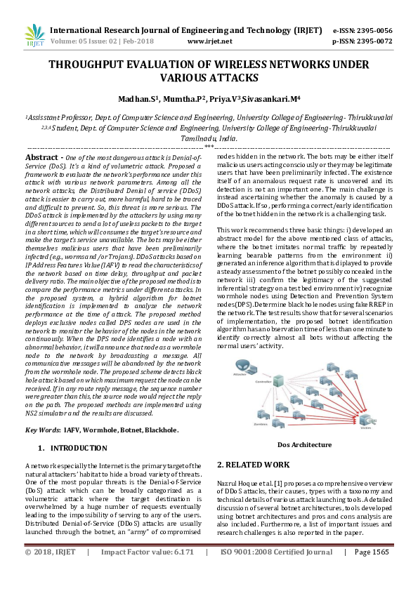 (PDF) THROUGHPUT EVALUATION OF WIRELESS NETWORKS UNDER VARIOUS ATTACKS