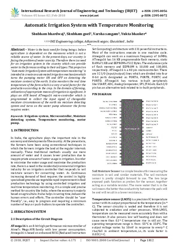 (PDF) Automatic Irrigation System with Temperature Monitoring