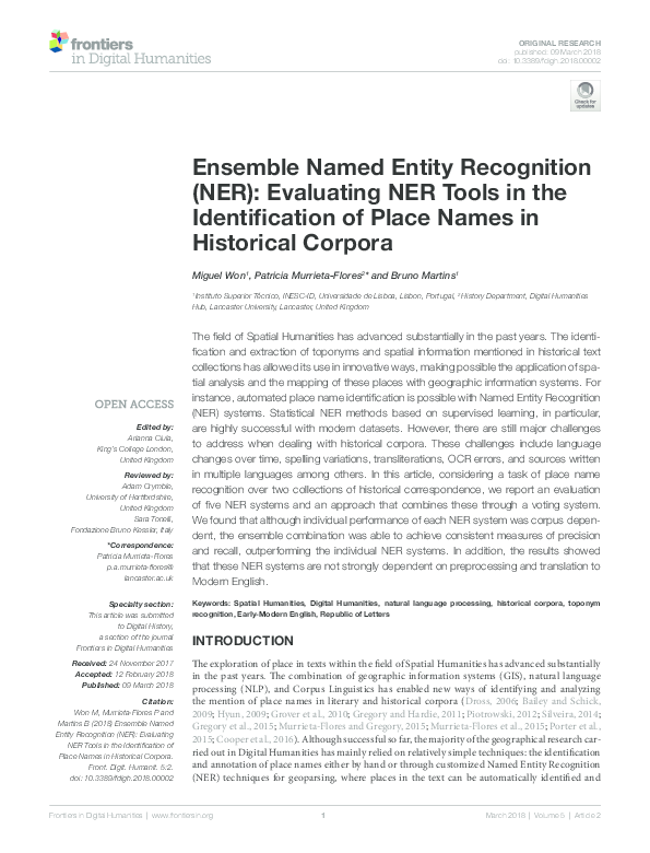 (PDF) Ensemble Named Entity Recognition (NER): Evaluating NER tools in ...