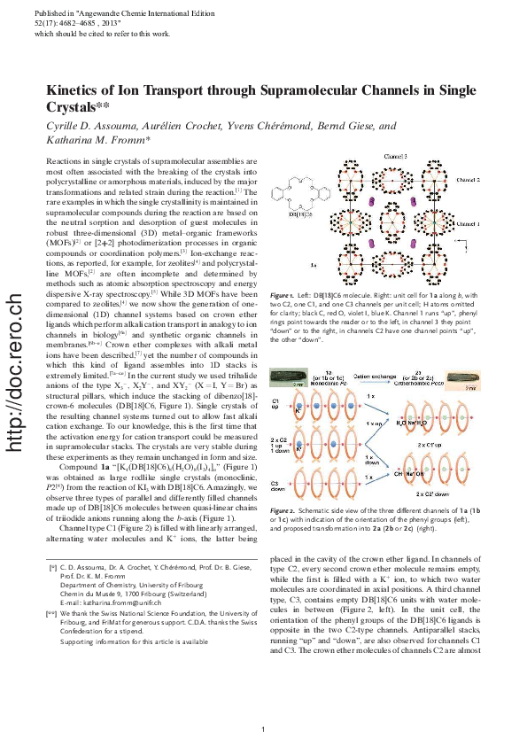 (PDF) Kinetics of Ion Transport through Supramolecular Channels in ...
