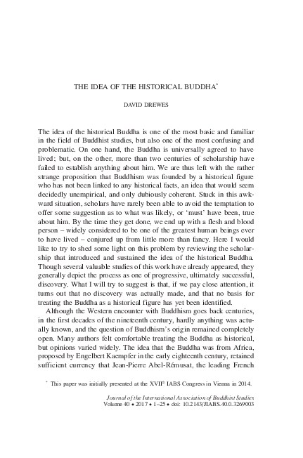First page of “The Idea of the Historical Buddha [JIABS 2017]”