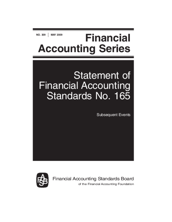 Statement Of Financial Accounting Standards No 5 (PDF) Statement of Financial Accounting Standards No. 165 Subsequent
