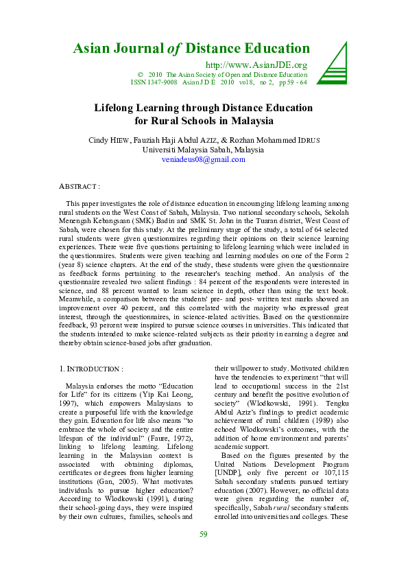 (PDF) Asian Journal of Distance Education Lifelong Learning through ...