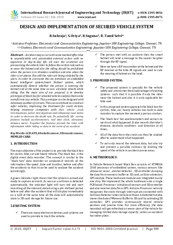 (PDF) DESIGN AND IMPLEMENTATION OF SECURED VEHICLE SYSTEM