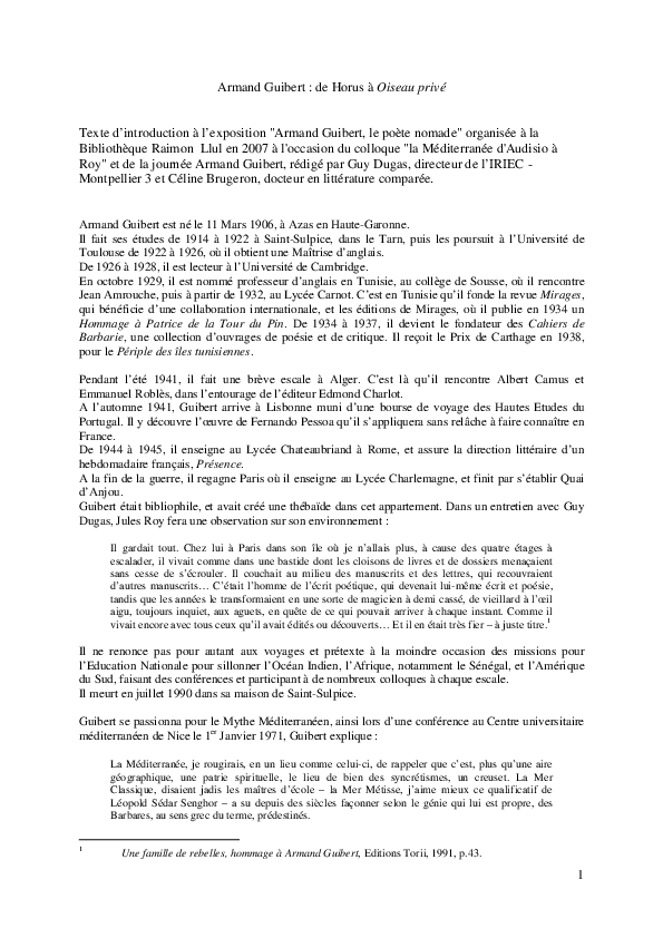 (PDF) Biographie d'Armand Guibert Arwa Dridi Academia.edu