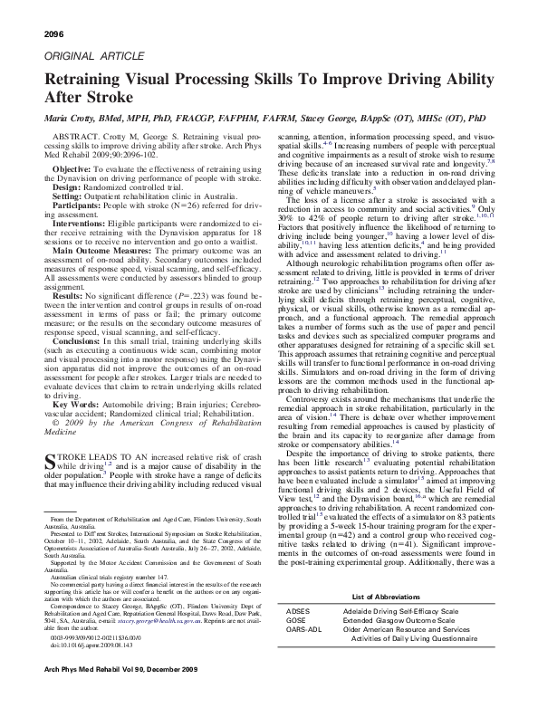 (PDF) Retraining visual processing skills to improve driving ability ...