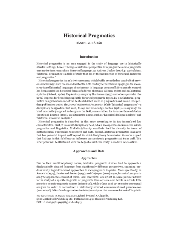 (DOC) Historical Pragmatics Shakira Guo Academia.edu