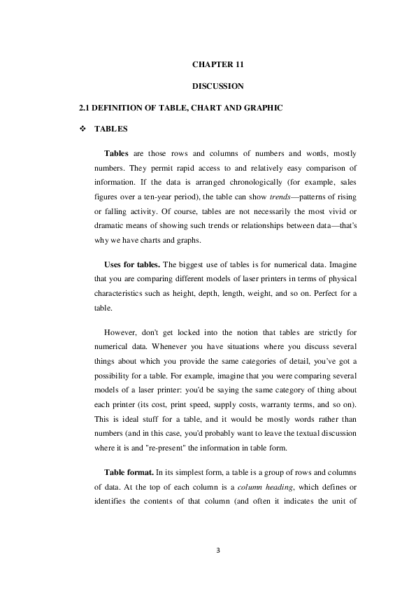 CHAPTER 11 DISCUSSION 2.1 DEFINITION OF TABLE, CHART AND GRAPHIC Titin Fatimah Academia.edu