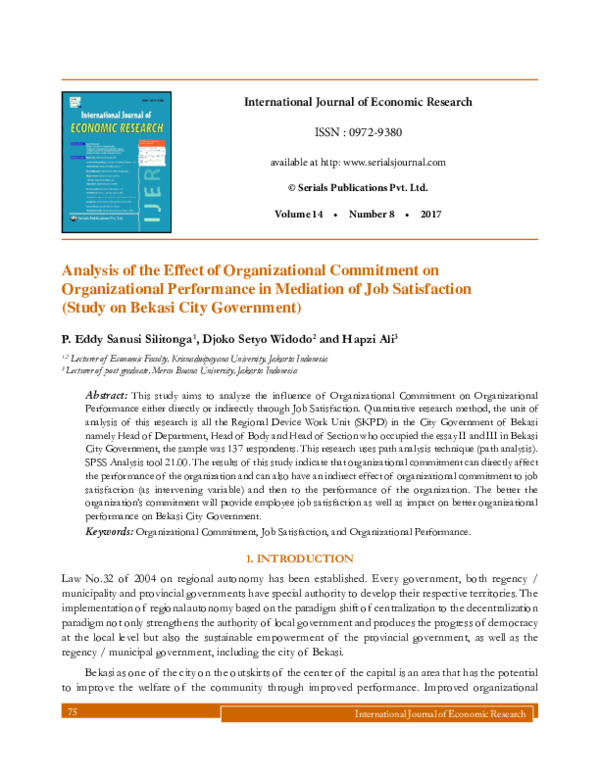 (PDF) Analysis of the Effect of Organizational Commitment on ...