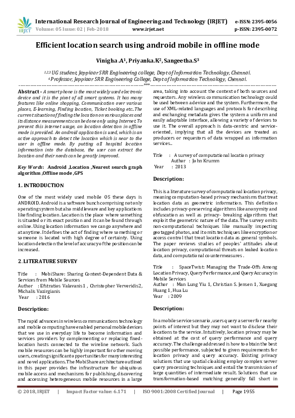 (PDF) Efficient location search using android mobile in offline mode