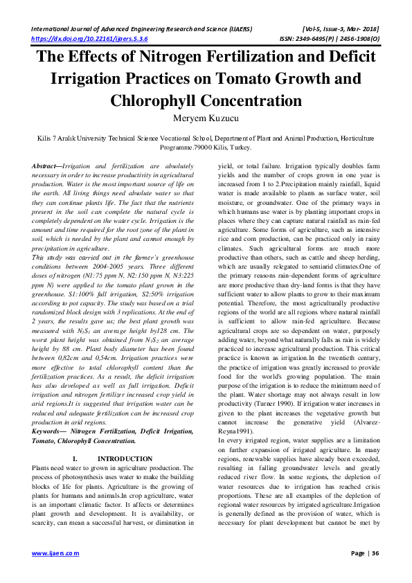 (PDF) The Effects of Nitrogen Fertilization and Deficit Irrigation ...