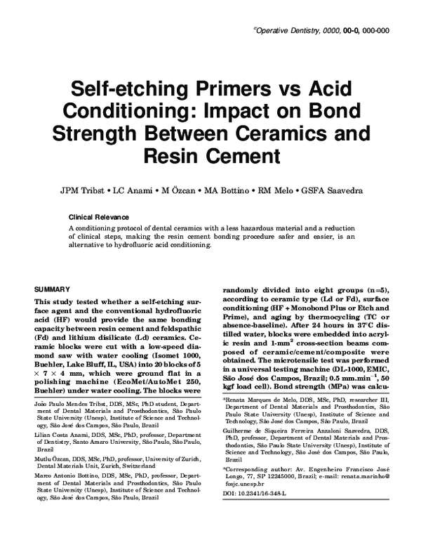(PDF) Selfetching Primers vs Acid Conditioning Impact on Bond