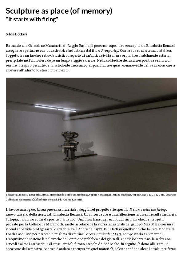 (PDF) Elisabetta Benassi: Sculpture as place (of memory)