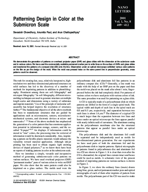 (PDF) Patterning Design in Color at the Submicron Scale