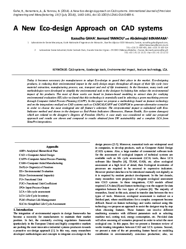 (PDF) A new eco-design approach on CAD systems