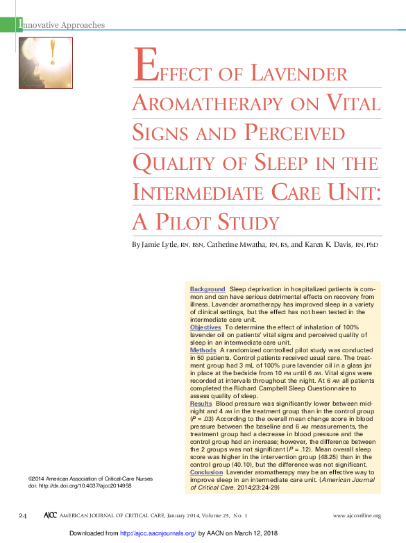 (PDF) EFFECT OF LAVENDER AT on vital signs and percieved quality of ...