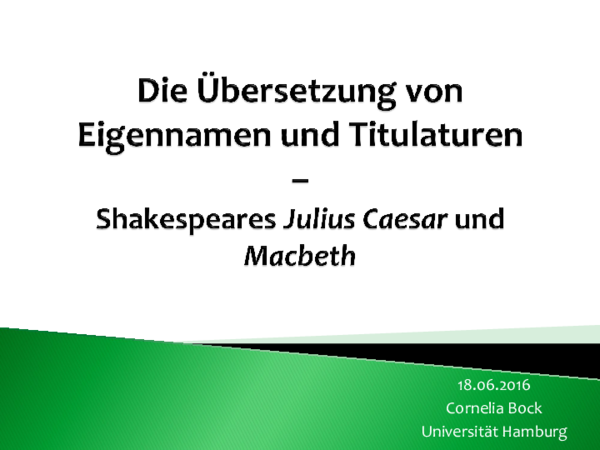 (PDF) Die Übersetzung von Eigennamen und Titulaturen - Shakespeares ...