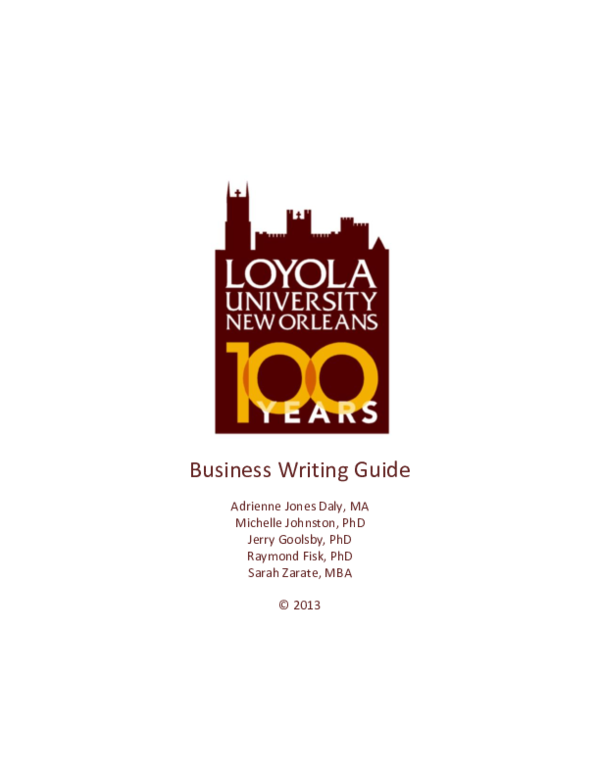 (PDF) Loyola University New Orleans Business Writing Guide