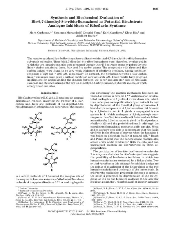 (PDF) Synthesis and Biochemical Evaluation of Bis(6,7-dimethyl-8- d ...