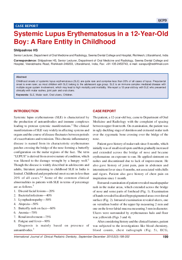 (PDF) Systemic Lupus Erythematosus in a 12-Year-Old Boy: A Rare Entity ...