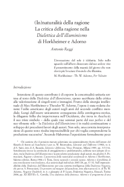 (PDF) (In)naturalità della ragione. La critica della ragione nella