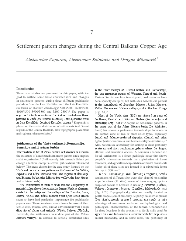 (PDF) Settlement pattern changes during the Central Balkans Copper Age