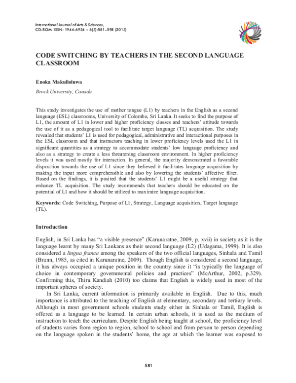 code switching in language acquisition