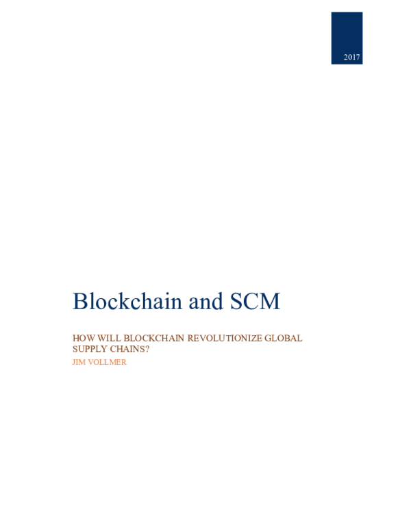 (PDF) Blockchain and SCM HOW WILL BLOCKCHAIN REVOLUTIONIZE GLOBAL ...