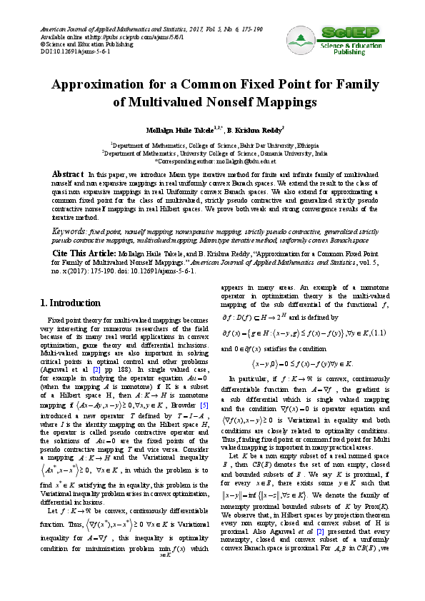 (PDF) Approximation for a Common Fixed Point for Family of Multivalued ...